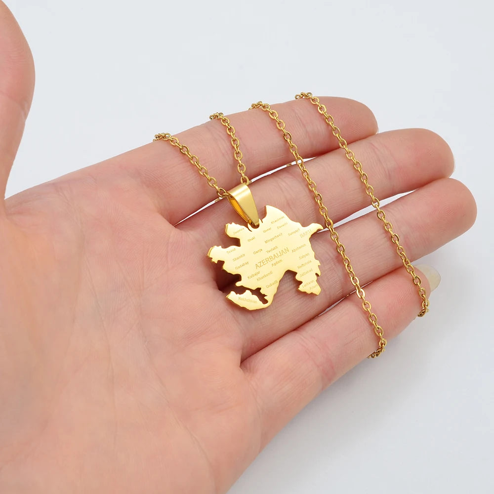 Aserbaidschan Halskette | 18k vergoldet | Für Herren und Damen