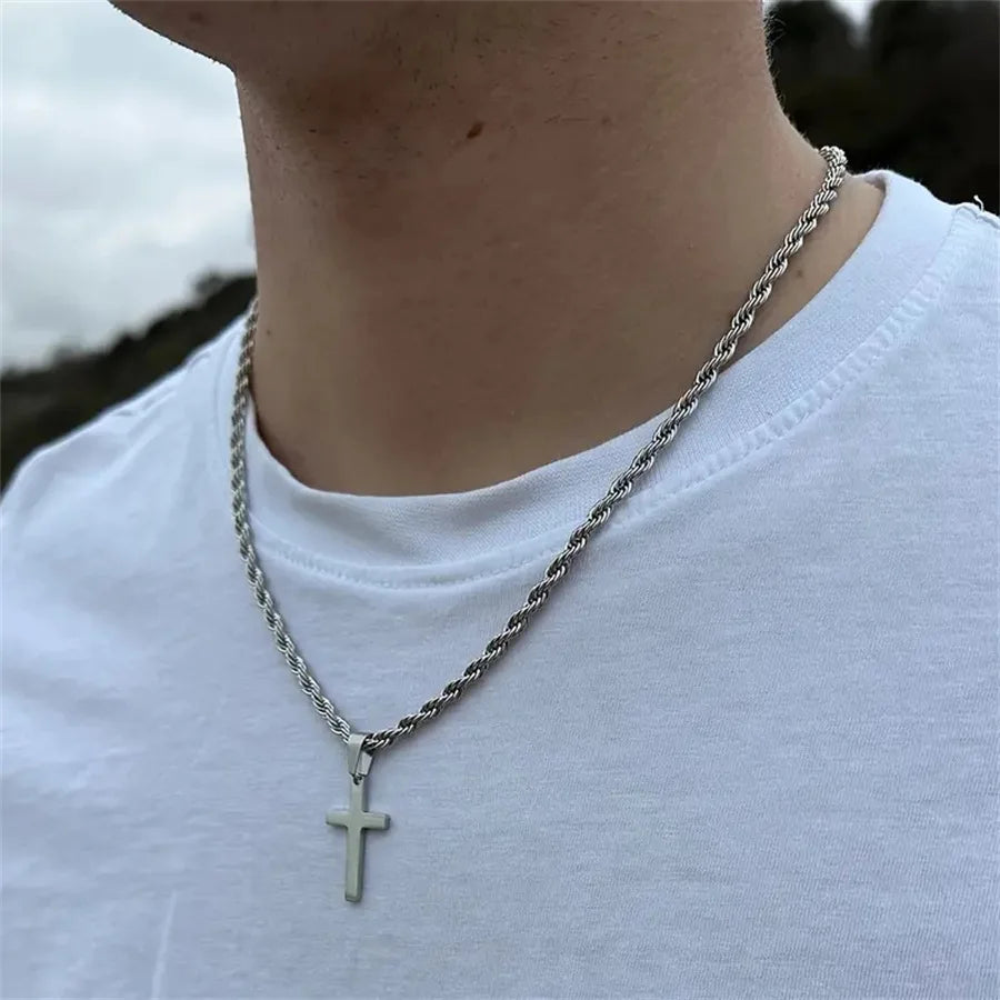 Twist Rope Kette mit Kreuz Anhänger