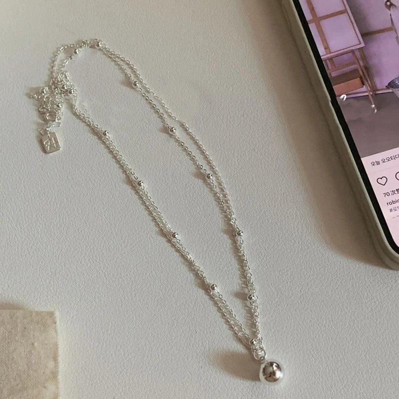 Doppelhalskette mit Kugelanhänger | 925 Silber