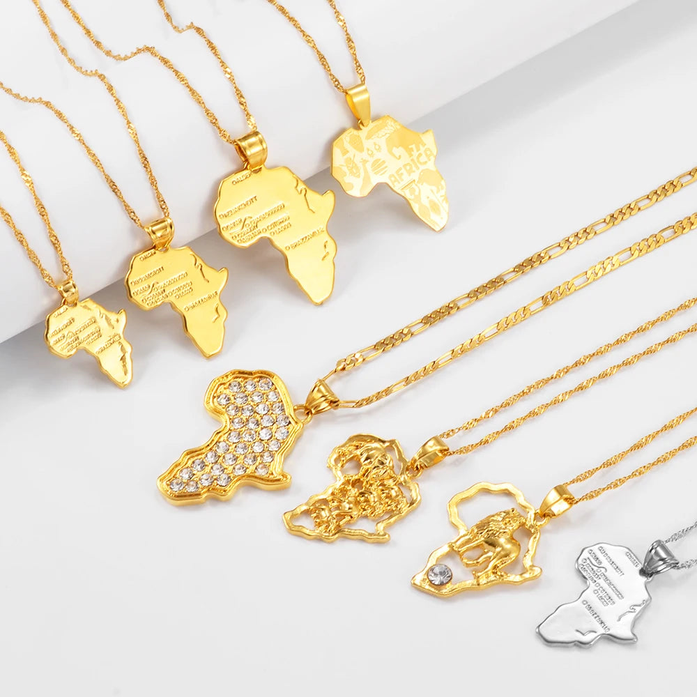 Afrika Halskette | 18k vergoldet | Für Herren und Damen