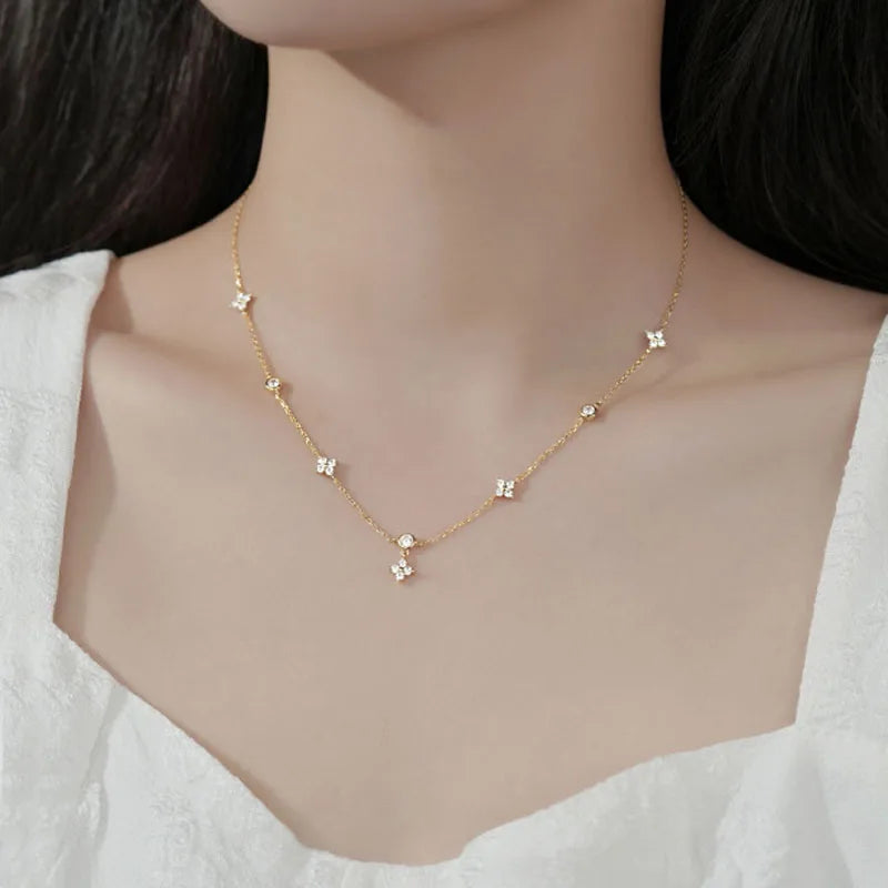 Zarte Kleeblatt-Kette | 925er Silber